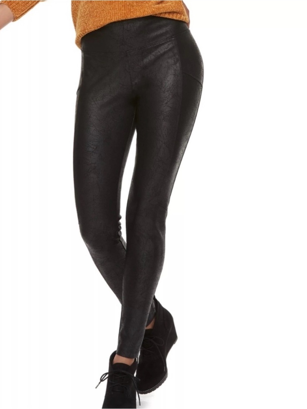 Mudd High-Rise Ponte Legging Faux Leather EUC Size Medium